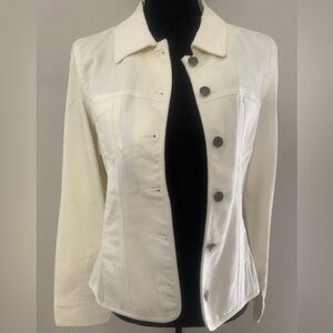 Geoffrey Beene Stretch Women's Cream Denim Jacket, Large